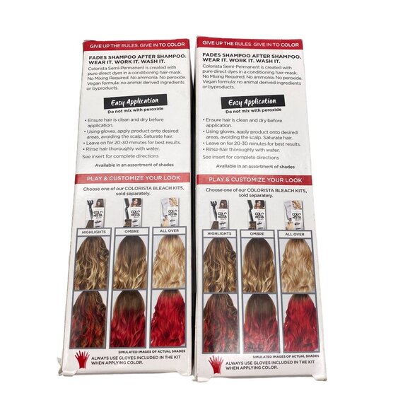 L'Oreal Colo Rista semi permanent hair color BrightRed375 lot of 2 red - Picture 3 of 6